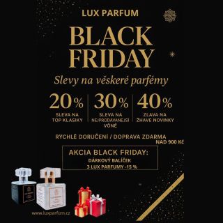 🖤 BLACK FRIDAY v Lux Parfum je TADY! 🖤 Největší slevy roku odstartovaly – a rozhodně stojí za to! 🔥 -20 % na všechny...
